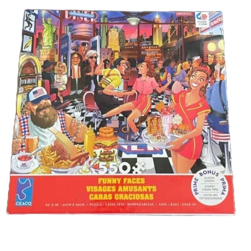 Funny Faces Serie 1 Puzzle 550 Pieces w/Bonus Poster‎ 24"x18"  Made In USA Ceaco
